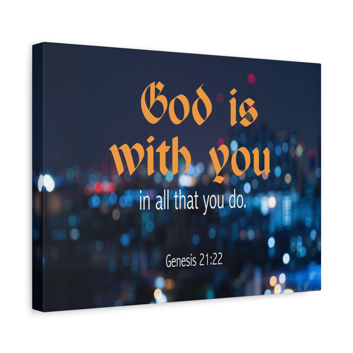 Scripture Canvas God is With You Genesis 21:22 Christian Wall Art Bible Verse Print Ready to Hang