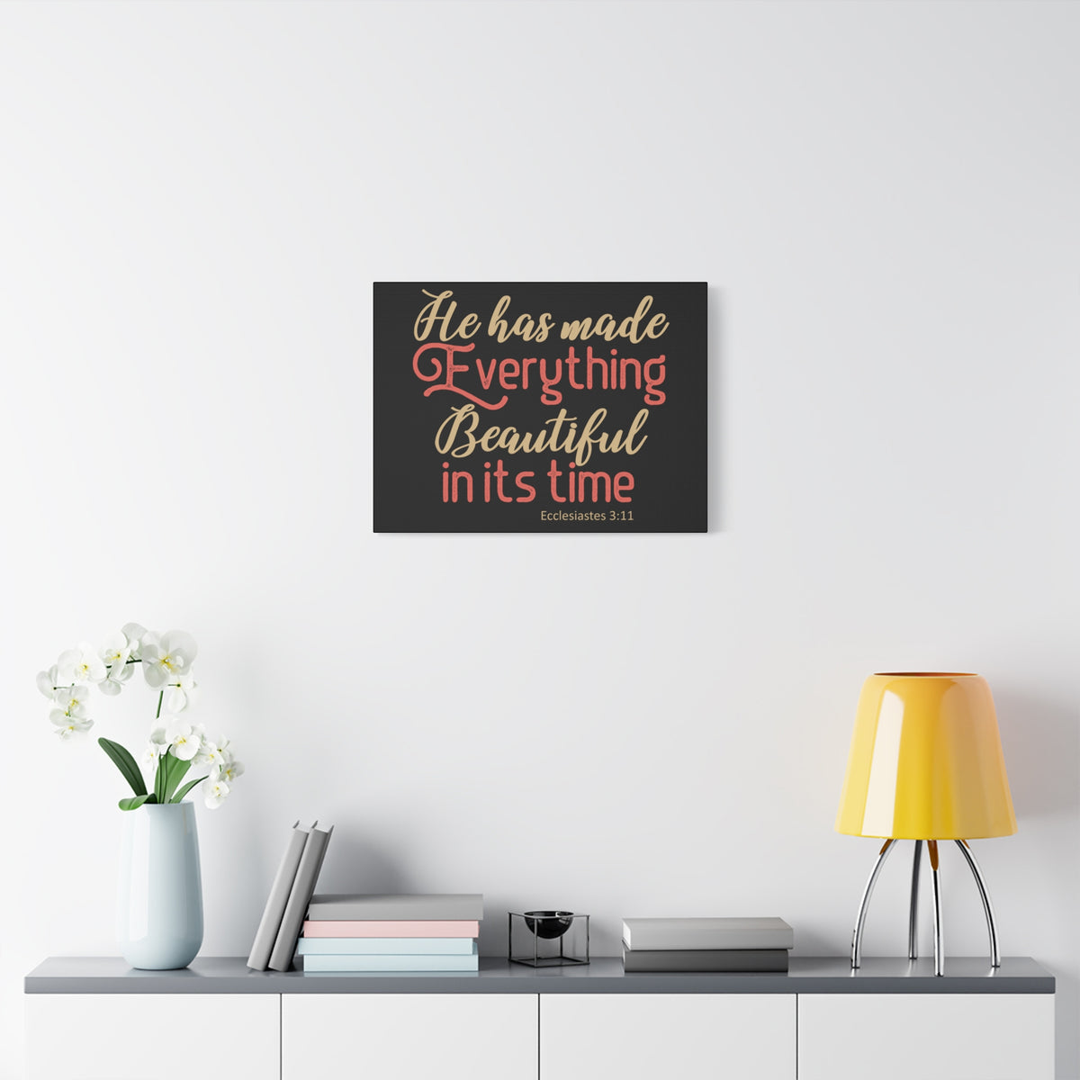 Scripture Canvas Everything Beautiful Ecclesiastes 3:11 Christian Wall Art Bible Verse Print Ready to Hang