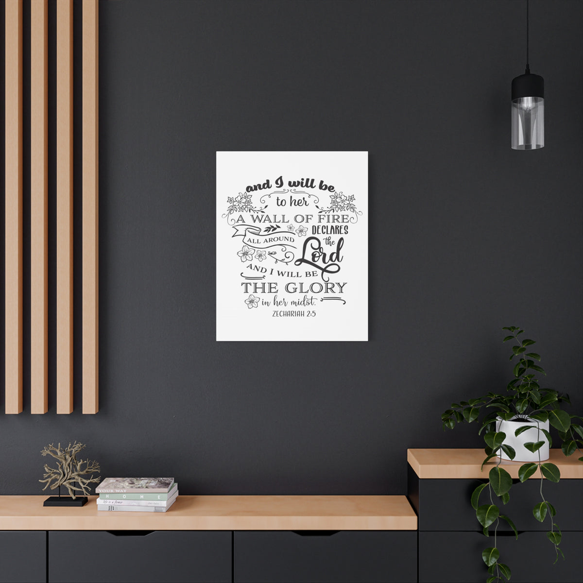 Scripture Canvas The Lord And Zechariah 2:5 Christian Wall Art Bible Verse Print Ready to Hang