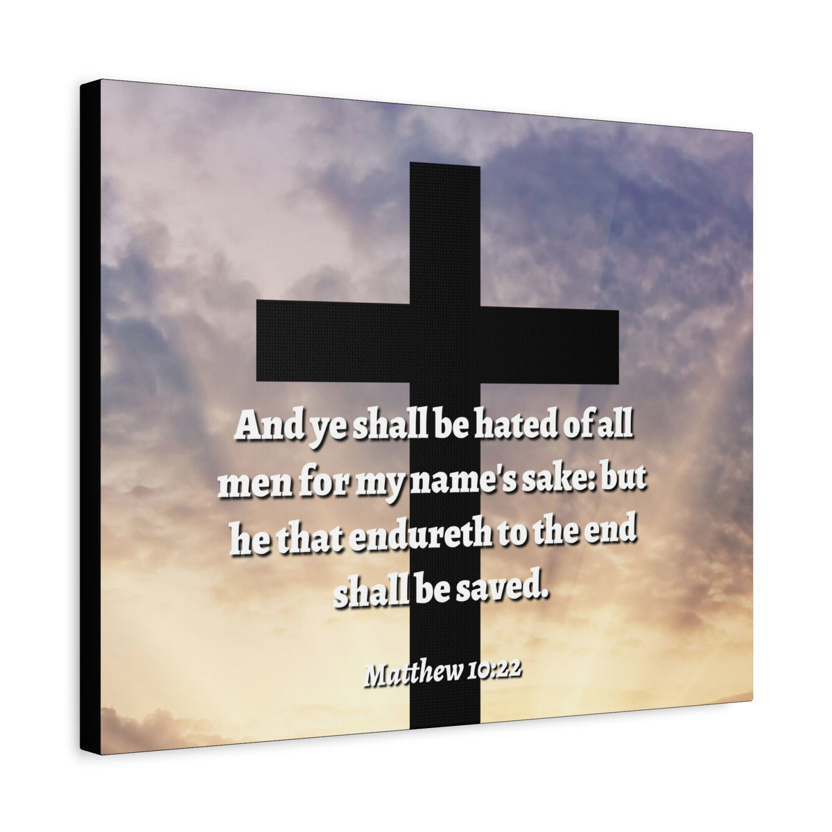 Scripture Canvas To The End Matthew 10:22 Christian Wall Art Bible Verse Print Ready to Hang