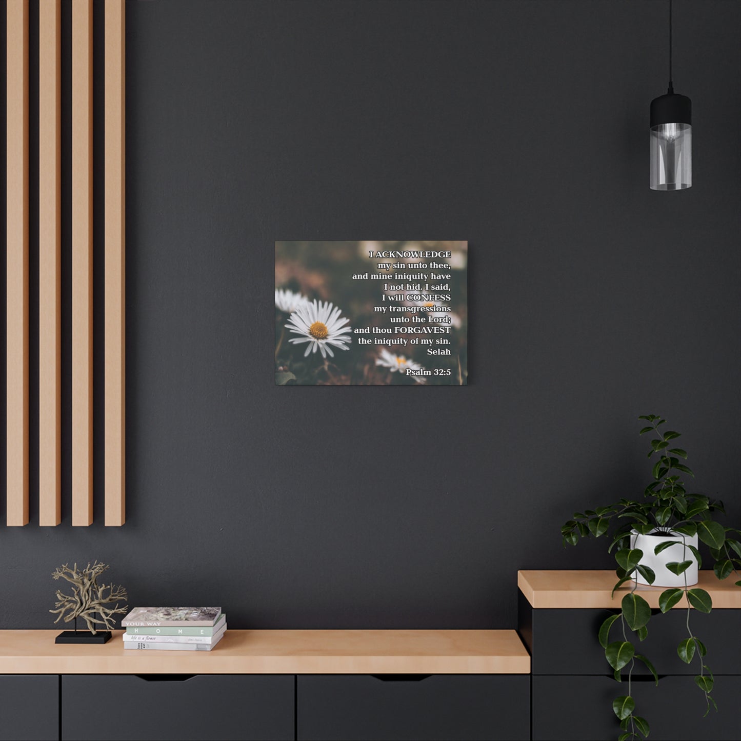 Bible Verse Canvas Acknowledge and Confess Unto the Lord Psalm 32:5 Wall Art Christian Home Decor