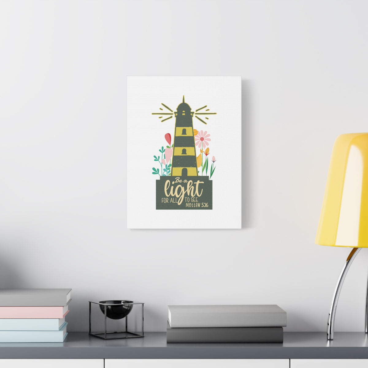 Scripture Canvas Be A Light Matthew 5:16 Christian Wall Art Bible Verse Print Ready to Hang