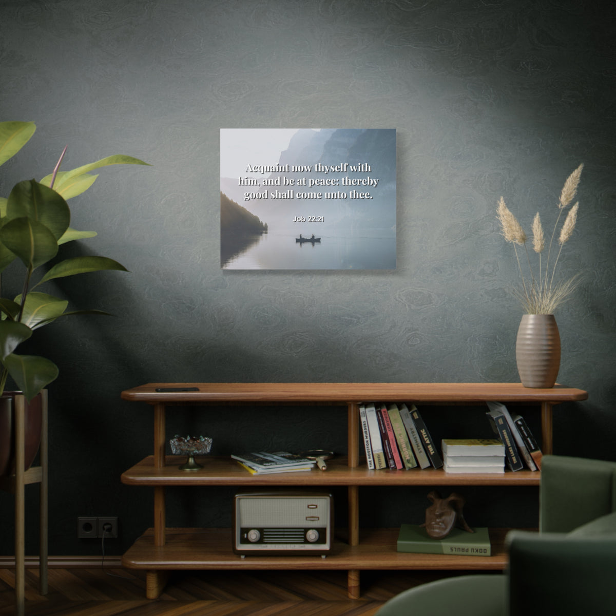 Scripture Canvas Be At Peace Job 22:21 Christian Wall Art Bible Verse Print Ready to Hang