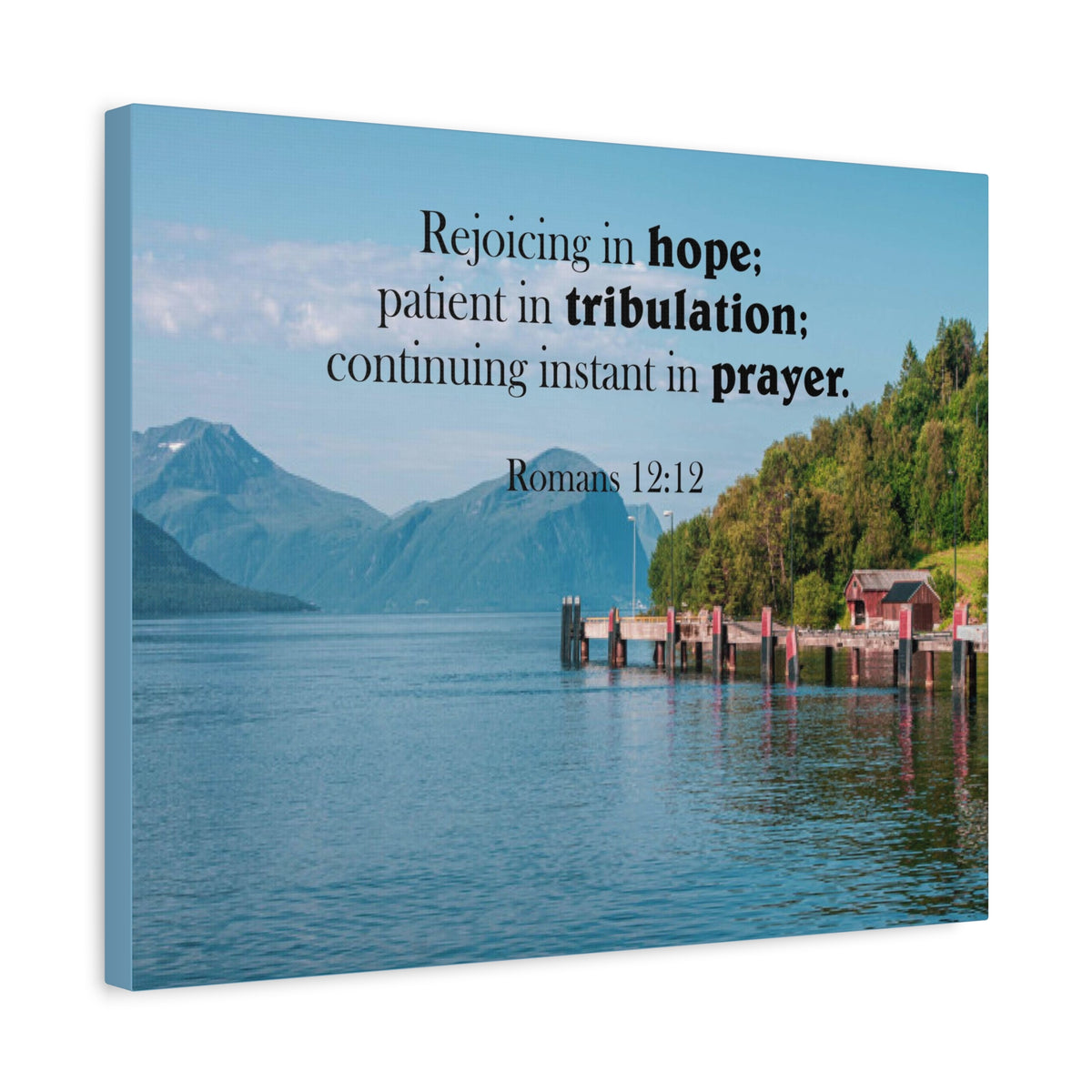Scripture Canvas Rejoicing in Hope Romans 12:12 Christian Wall Art Bible Verse Print Ready to Hang
