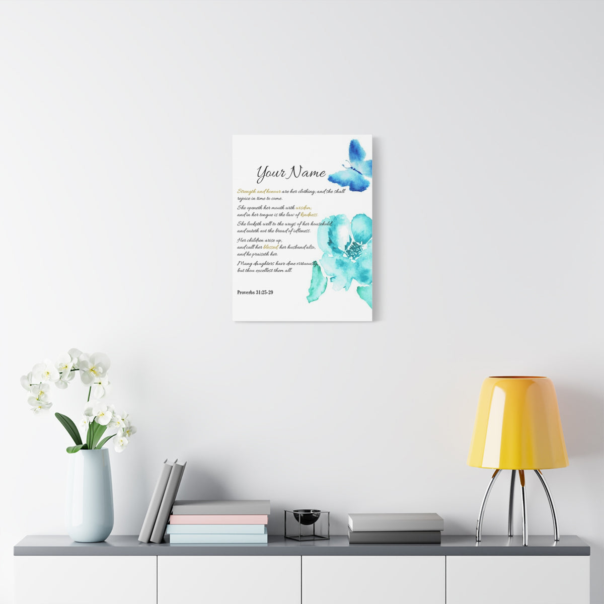 Scripture Walls Personalized She is Strong Proverbs 31:25-29 Bible Chapter Canvas Christian Wall Art Ready to Hang