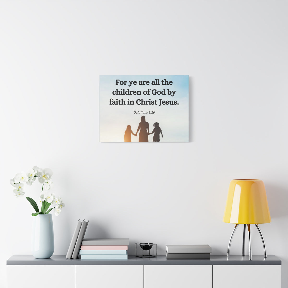 Scripture Canvas By Faith Galatians 3:26 Christian Wall Art Bible Verse Print Ready to Hang