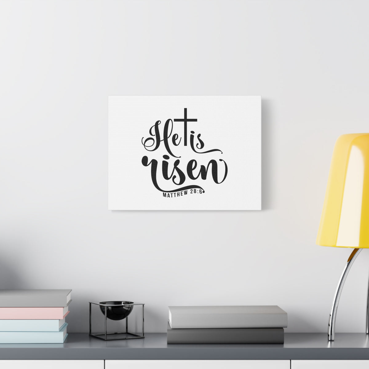 Scripture Canvas He Is Risen Matthew 28:6 Christian Wall Art Bible Verse Print Ready to Hang