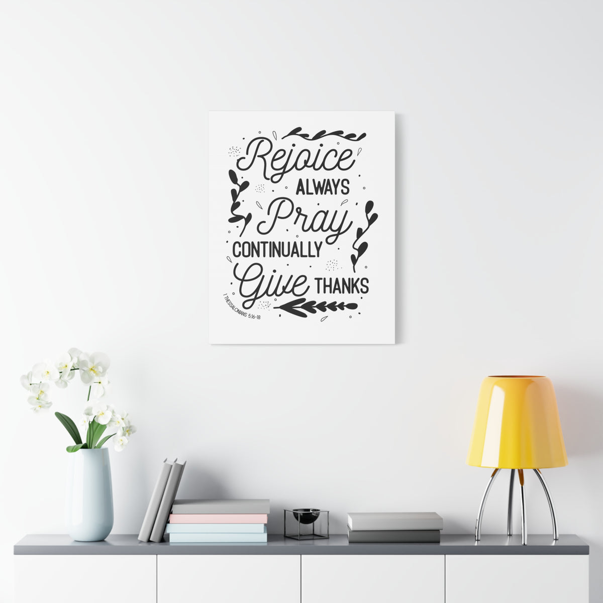 Scripture Canvas Rejoice Always 1 Thessalonians 5:16-18 Christian Wall Art Bible Verse Print Ready to Hang