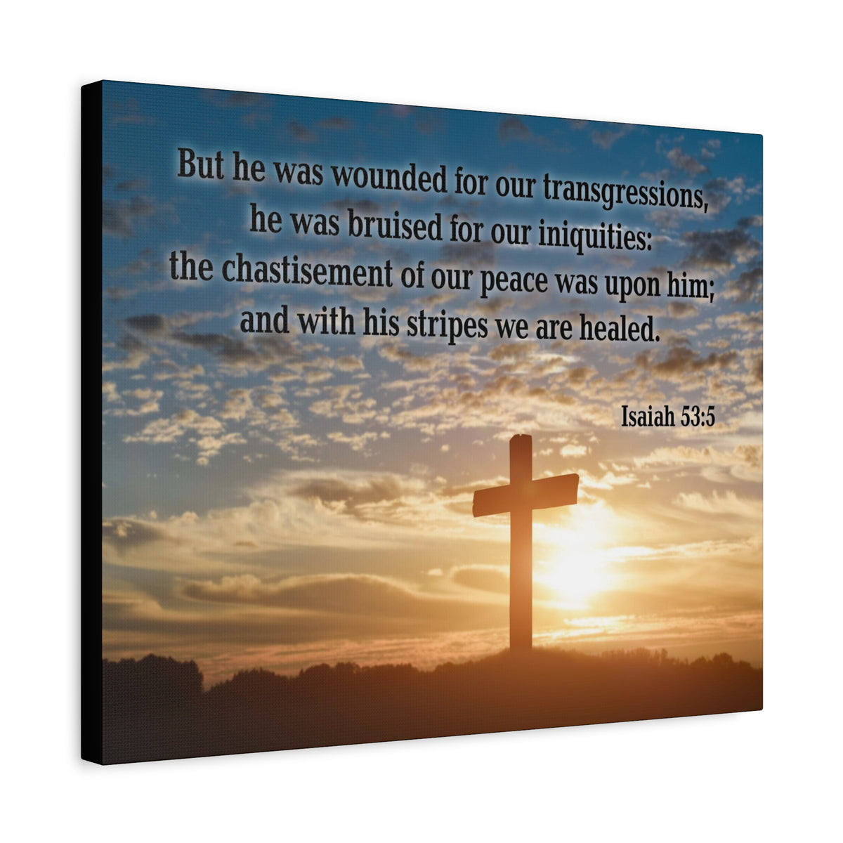 Scripture Canvas Wounded For Our Transgressions Isaiah 53:5 Christian Wall Art Bible Verse Print Ready to Hang