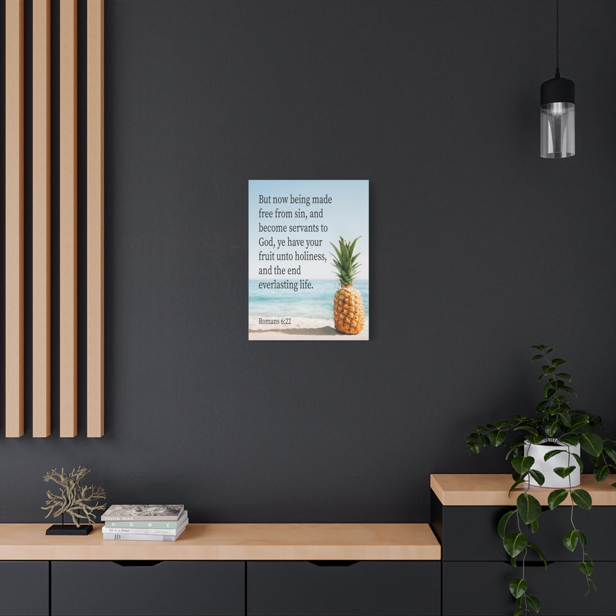 Scripture Canvas Fruit Unto Holiness Romans 6:22 Christian Wall Art Bible Verse Print Ready to Hang