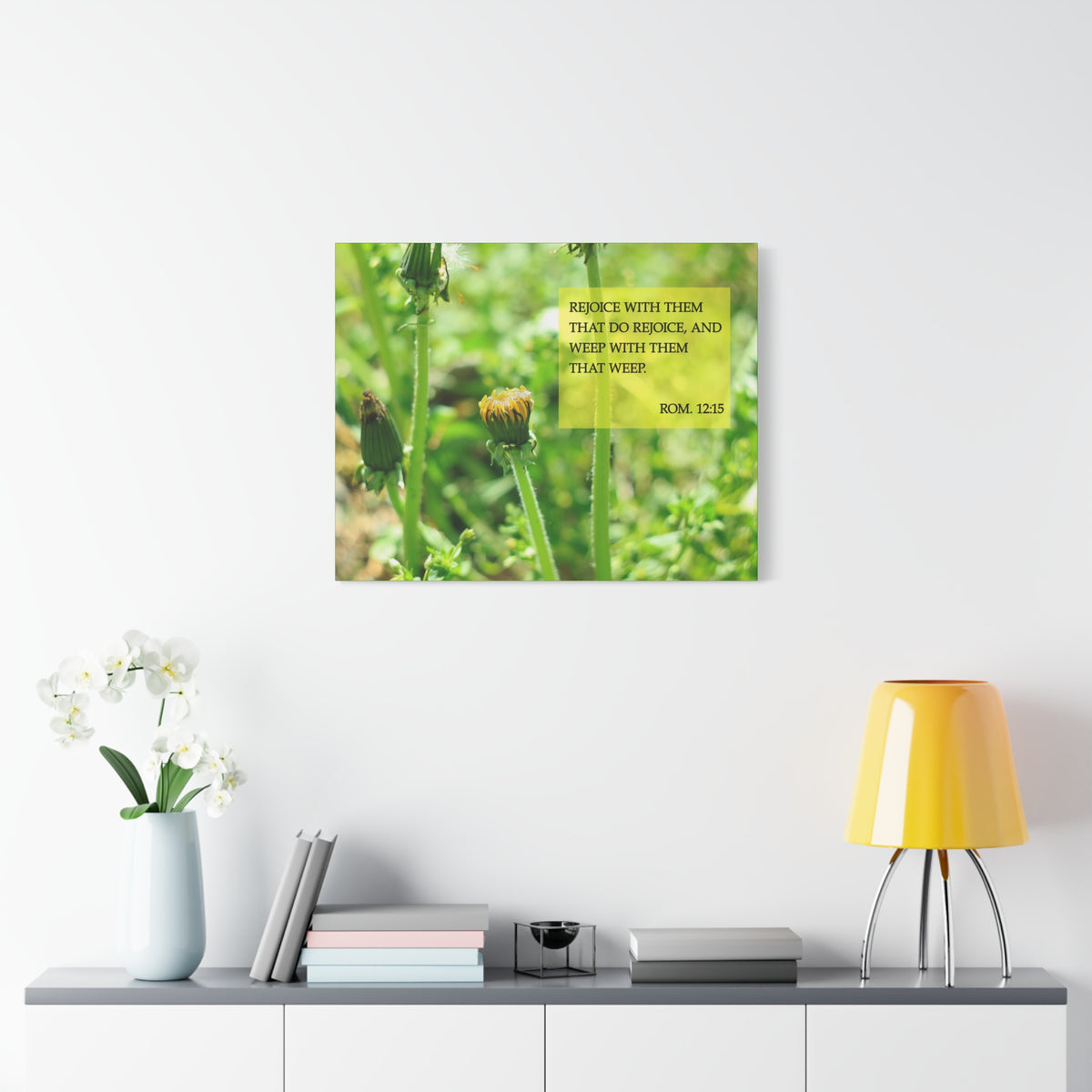 Scripture Canvas Rejoice With Them Rom 12:15 Christian Wall Art Bible Verse Print Ready to Hang