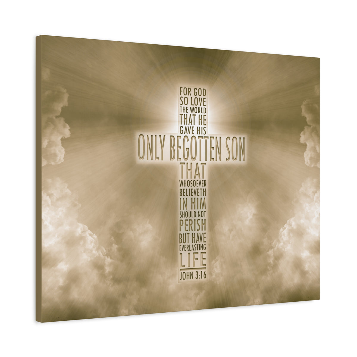 Scripture Canvas Only Begotten Son Christ John 3:16 Wall Art Bible Verse Print Ready to Hang