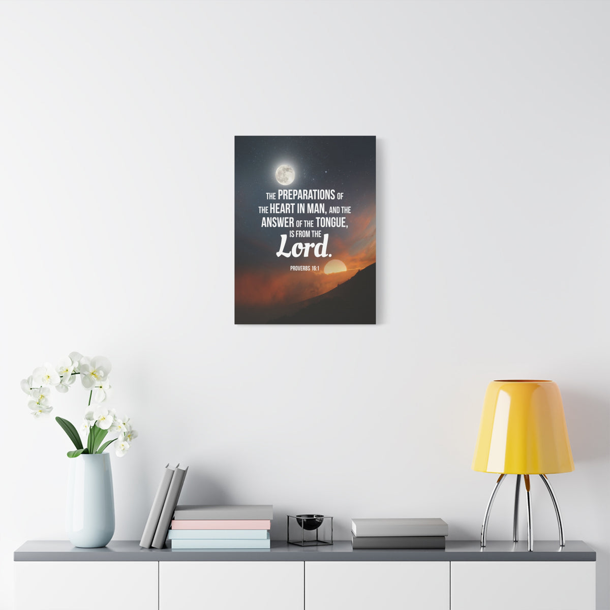 Scripture Canvas Preparations Proverbs 16:1 Christian Wall Art Bible Verse Print Ready to Hang