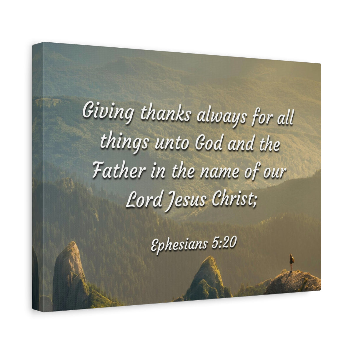 Scripture Canvas In The Name Ephesians 5:20 Christian Wall Art Bible Verse Print Ready to Hang