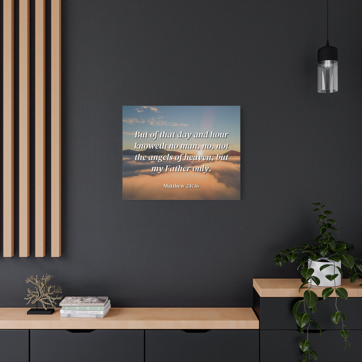 Scripture Canvas Angels Of Heaven Matthew 24:36 Christian Wall Art Bible Verse Print Ready to Hang
