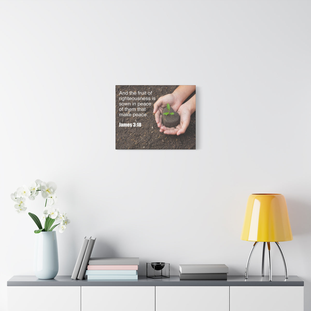 Scripture Canvas Fruit of Righteousness James 3:18 Christian Wall Art Bible Verse Print Ready to Hang
