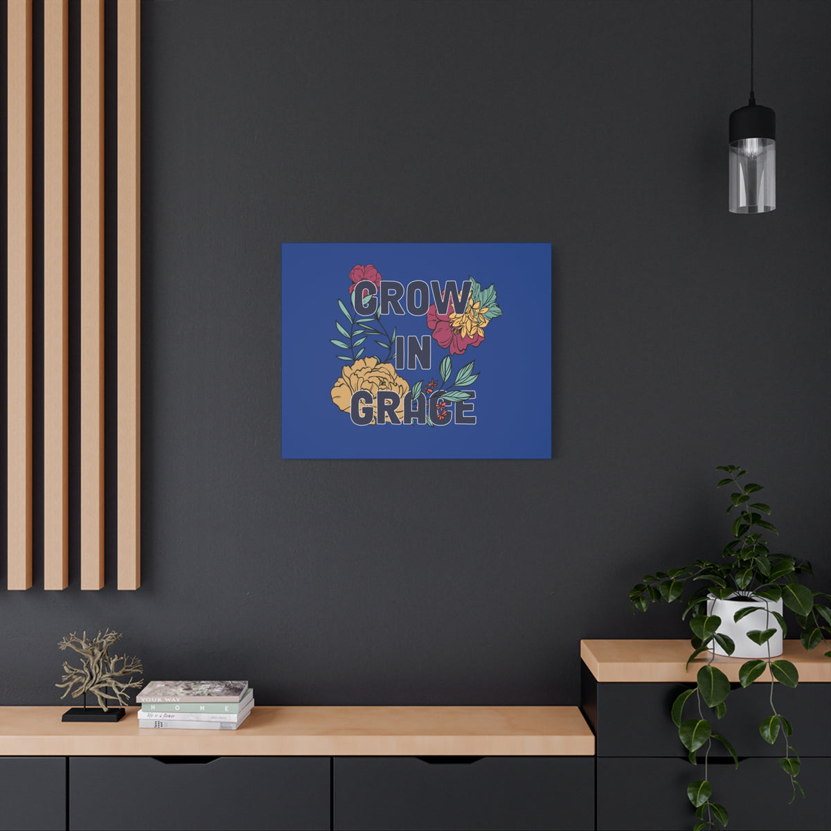 Scripture Canvas Grow In Grace 2 Peter 3:18 Yellow Flower Christian Wall Art Bible Verse Print Ready to Hang