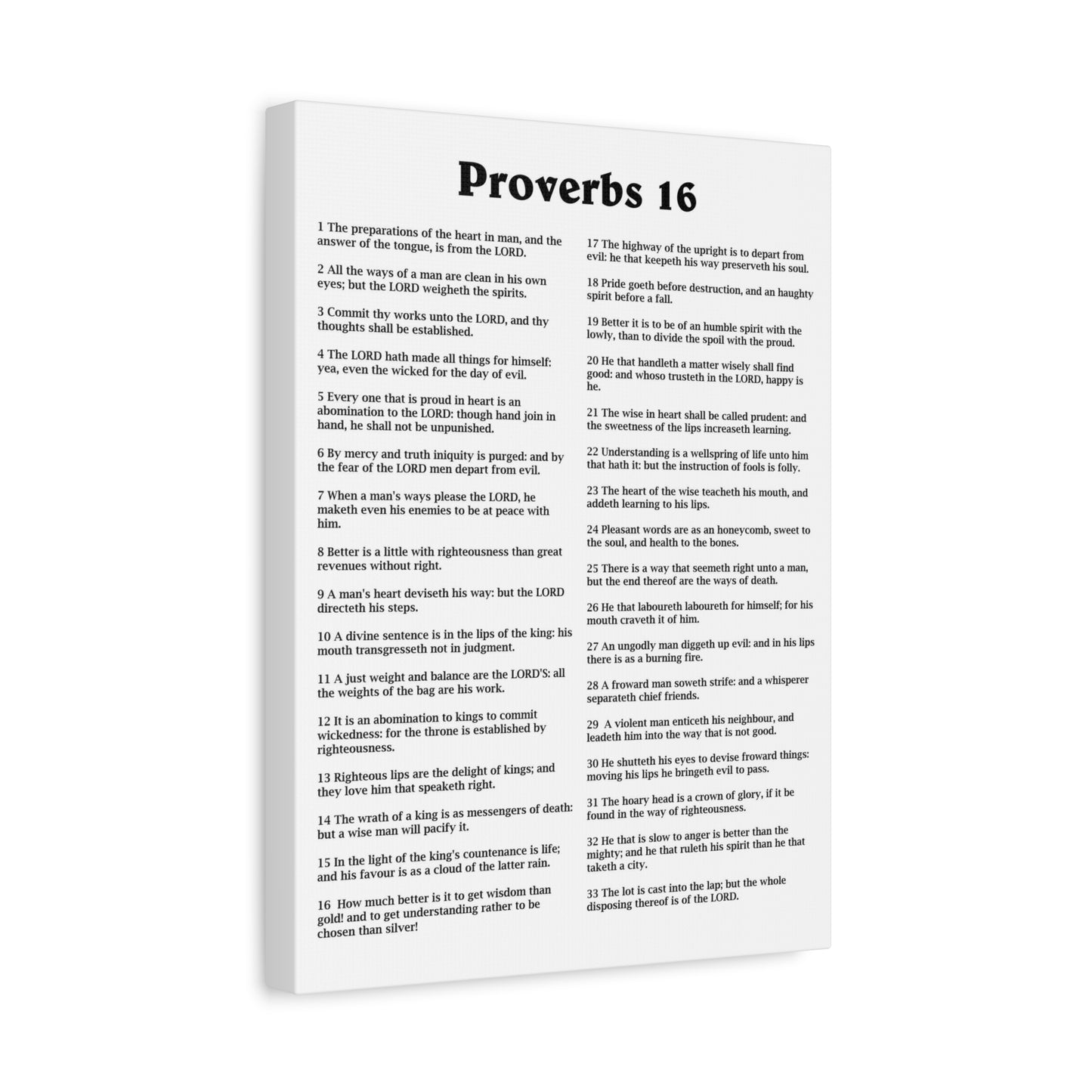 Scripture Walls Proverbs Chapter 16 White Bible Canvas Christian Wall Art Ready to Hang Unframed