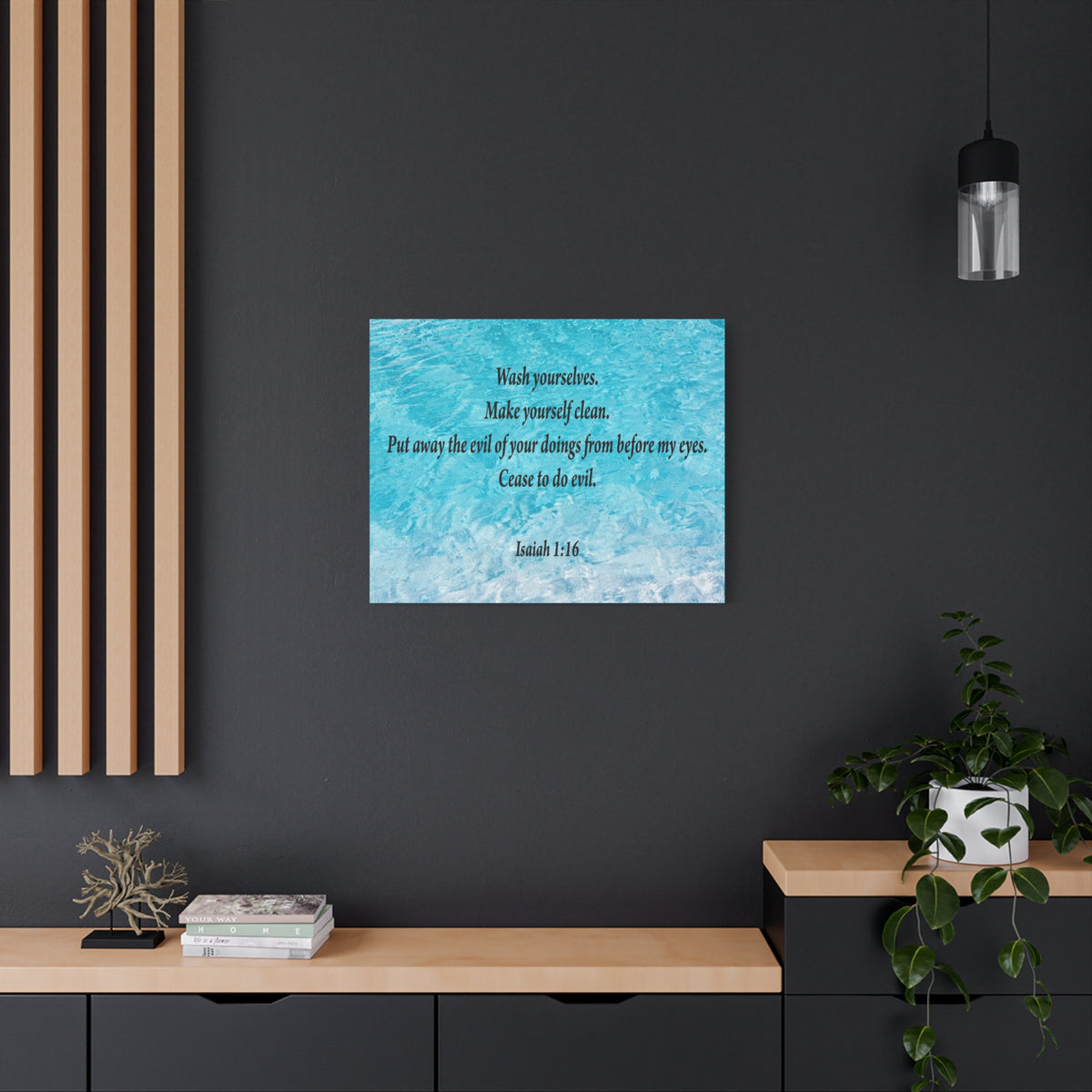Scripture Canvas Wash Yourselves Isaiah 1:16 Christian Wall Art Bible Verse Print Ready to Hang