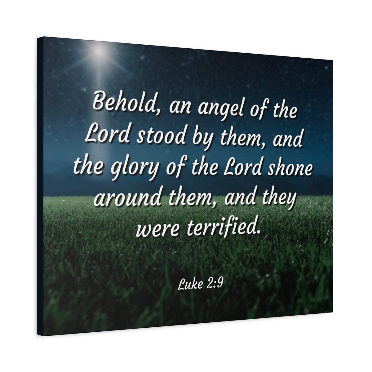 Scripture Canvas The Angel Luke 2:9 Christian Wall Art Bible Verse Print Ready to Hang