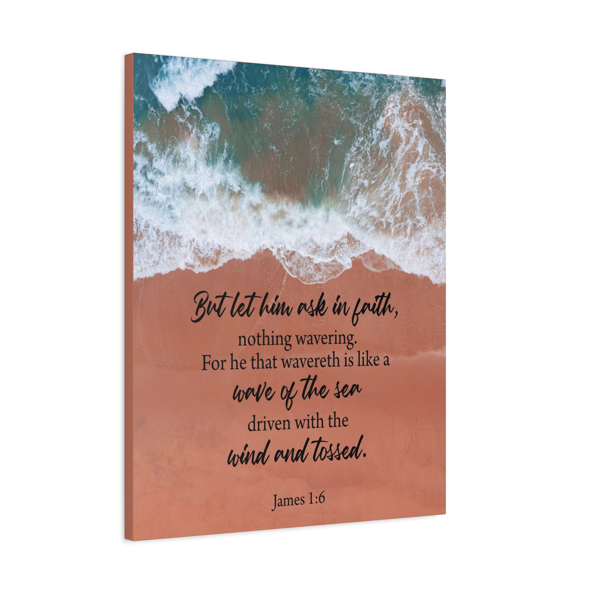 Scripture Canvas Wave of the Sea James 1:6 Christian Wall Art Bible Verse Print Ready to Hang
