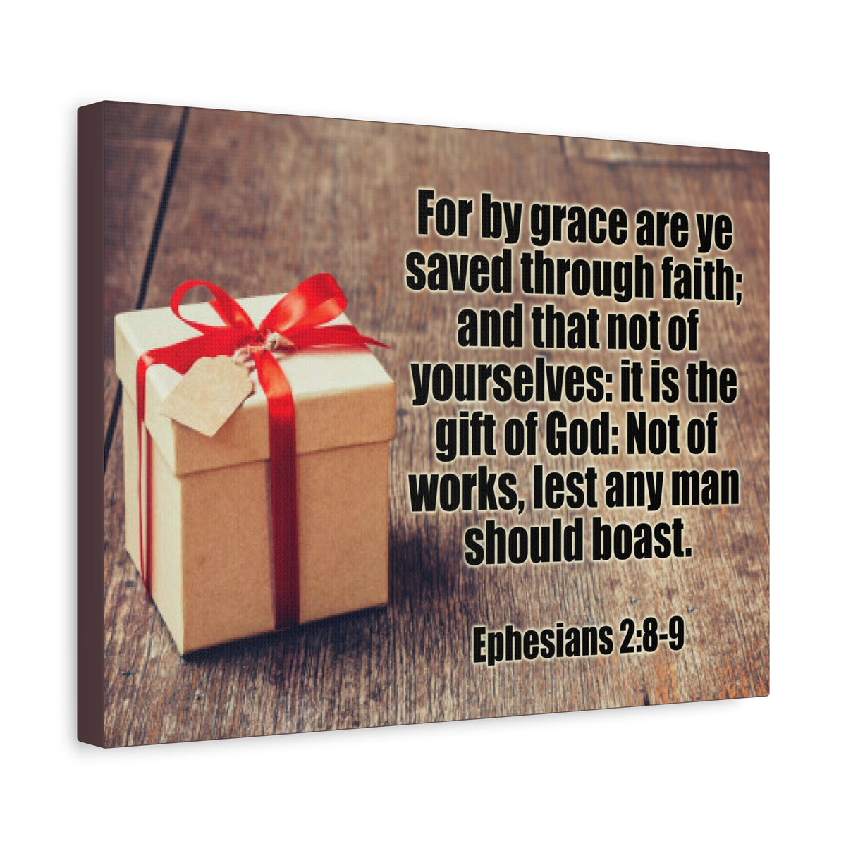 Scripture Canvas For by Grace Ephesians 2:8-9 Christian Wall Art Bible Verse Print Ready to Hang