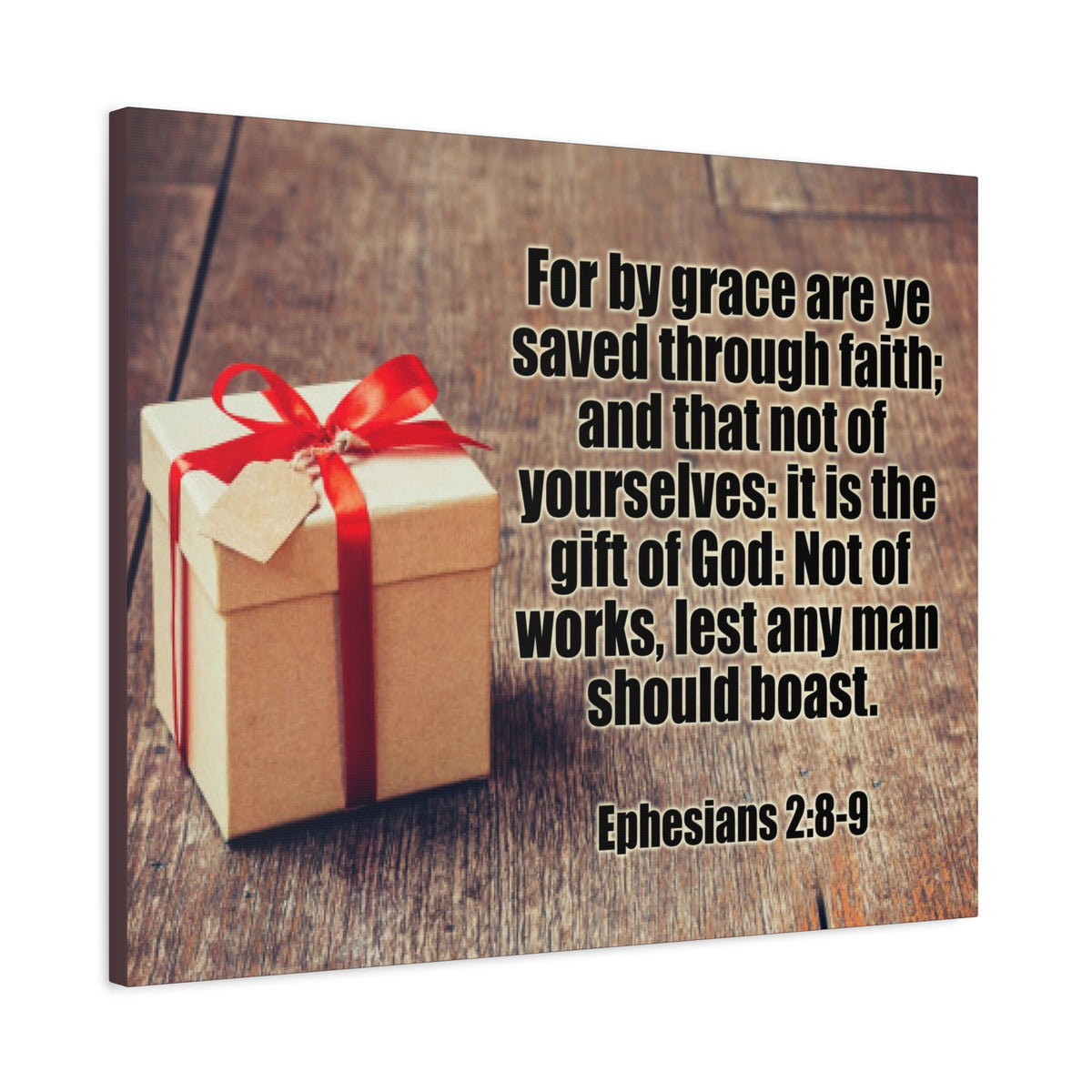Scripture Canvas For by Grace Ephesians 2:8-9 Christian Wall Art Bible Verse Print Ready to Hang