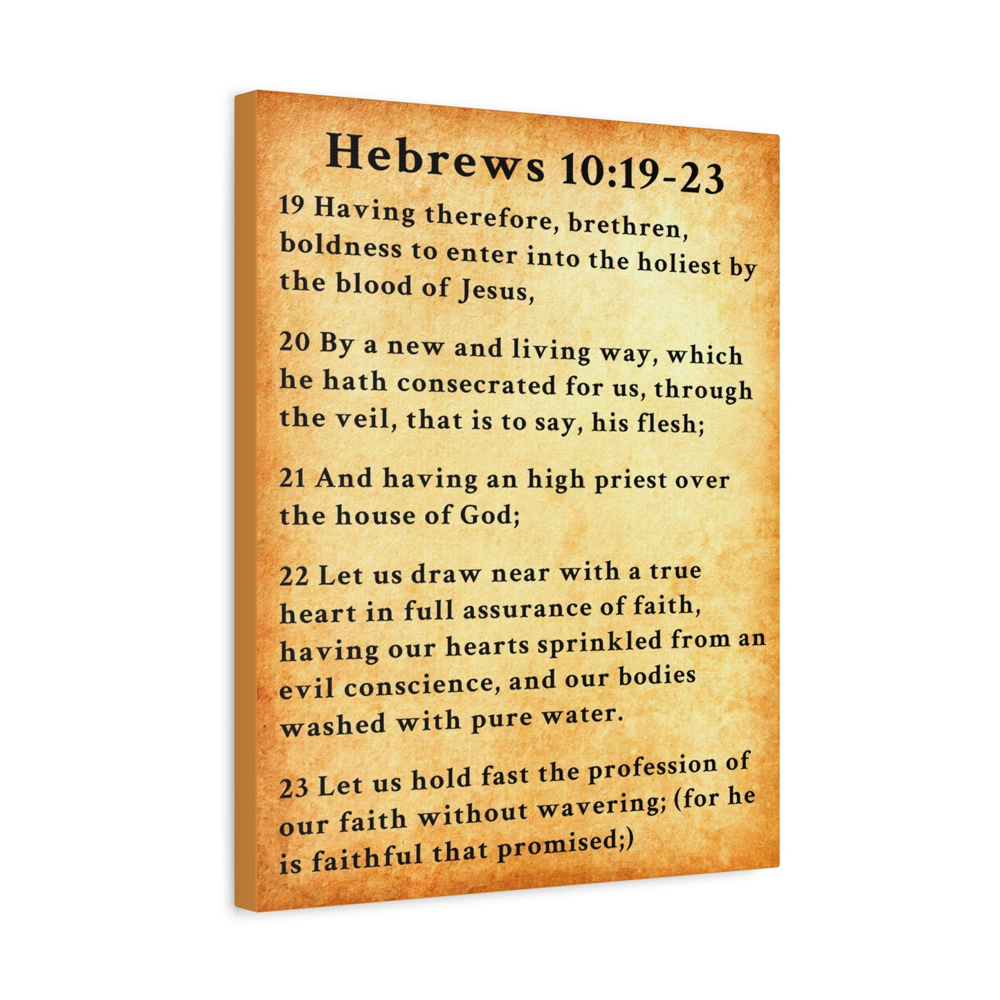 Scripture Walls Hebrews 10:19-23 KJV Bible Verse Canvas Christian Wall Art Ready to Hang Unframed