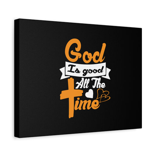 Scripture Canvas God Is Good All The Time Psalm 100:5 Orange Christian Wall Art Bible Verse Print Ready to Hang