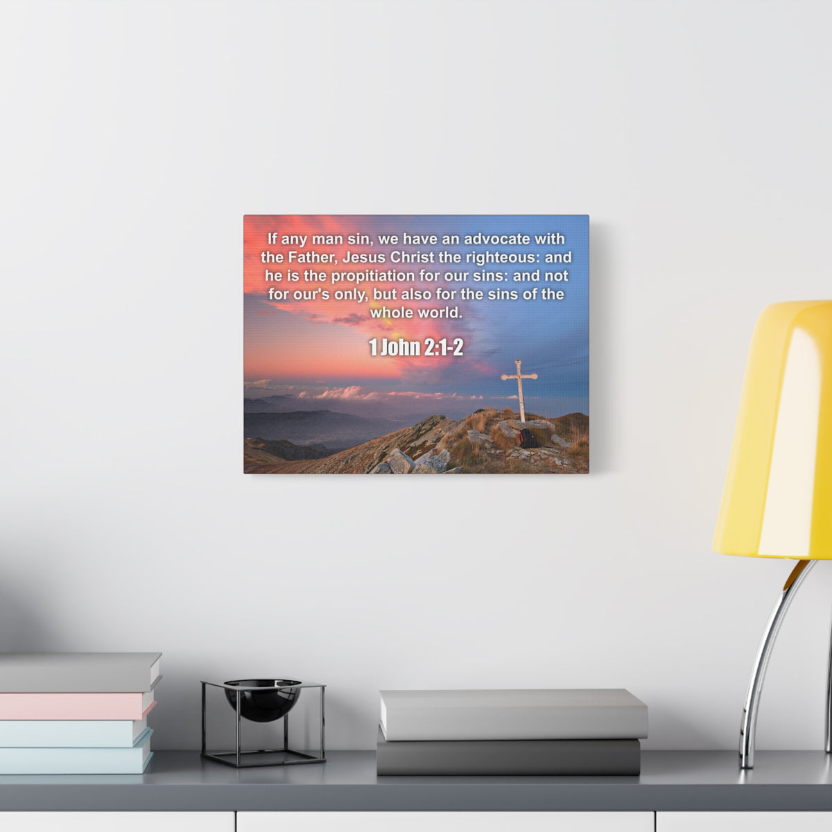 Scripture Canvas Jesus Christ The Righteous 1 John 2:1-2 Christian Wall Art Bible Verse Print Ready to Hang