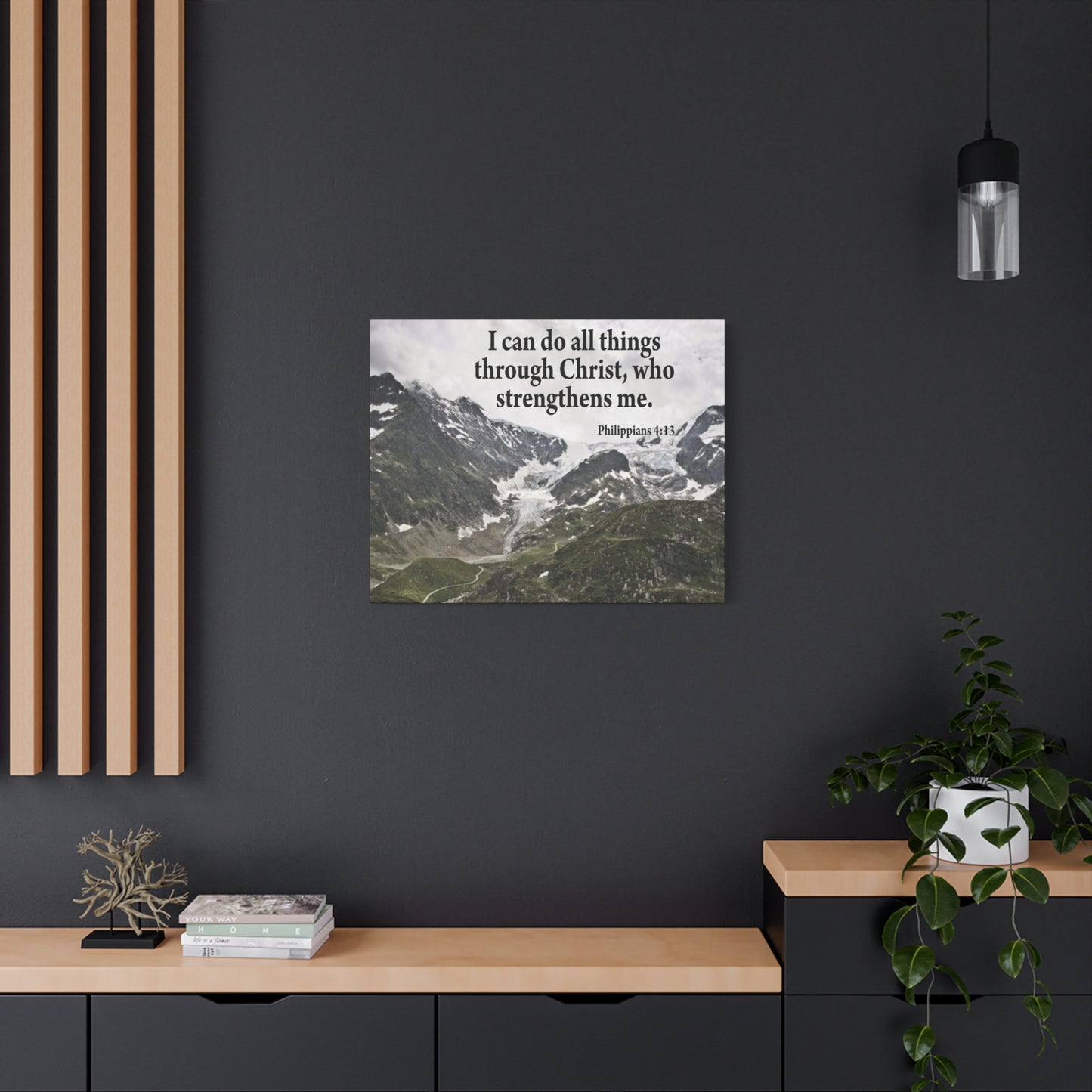 Scripture Canvas Christ Strenthens Me Philippians 4:13 Christian Wall Art Bible Verse Print Ready to Hang
