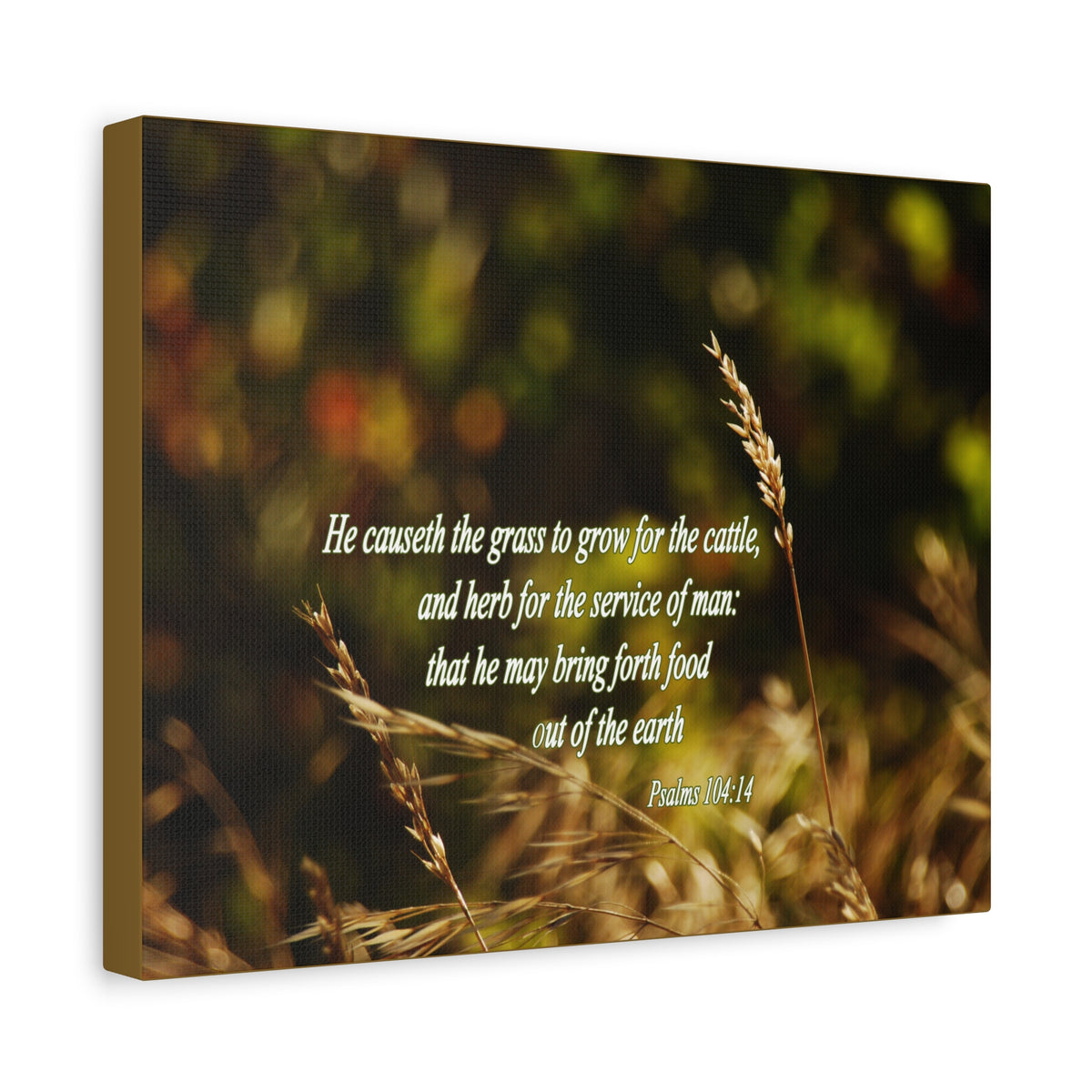 Scripture Canvas He May Bring Forth Psalms 104:14 Christian Wall Art Bible Verse Print Ready to Hang