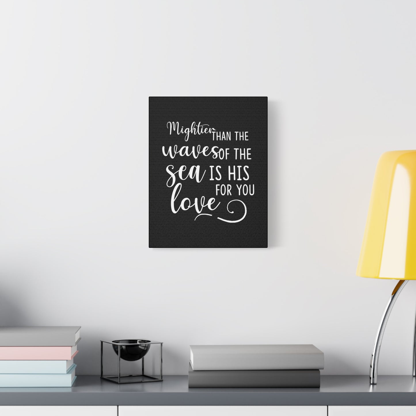 Scripture Canvas Mightier Than The Waves Of The Sea Psalm 93:4 Christian Wall Art Bible Verse Print Ready to Hang