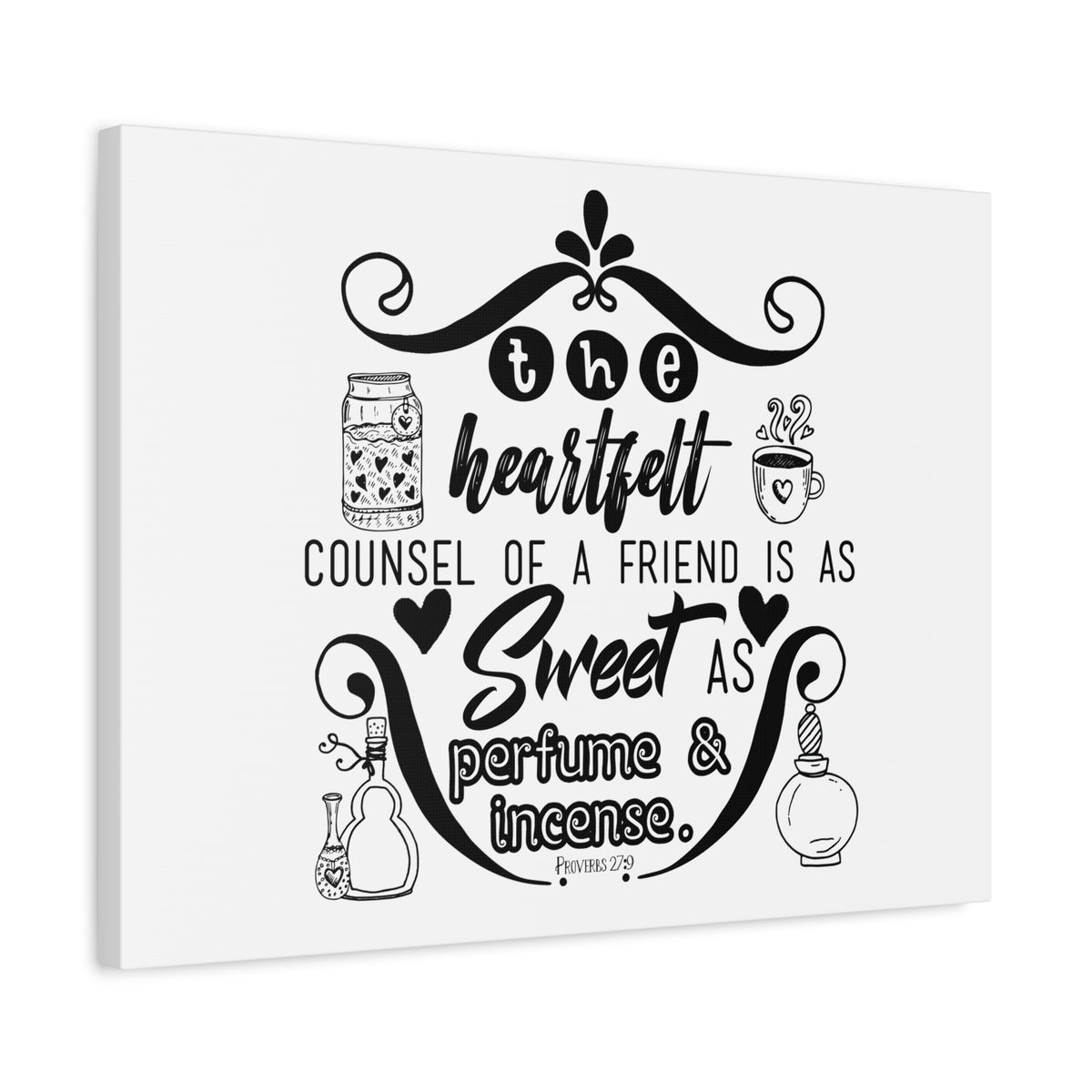 Scripture Canvas The Heartfelt Counsel Proverbs 27:9 Christian Wall Art Bible Verse Print Ready to Hang