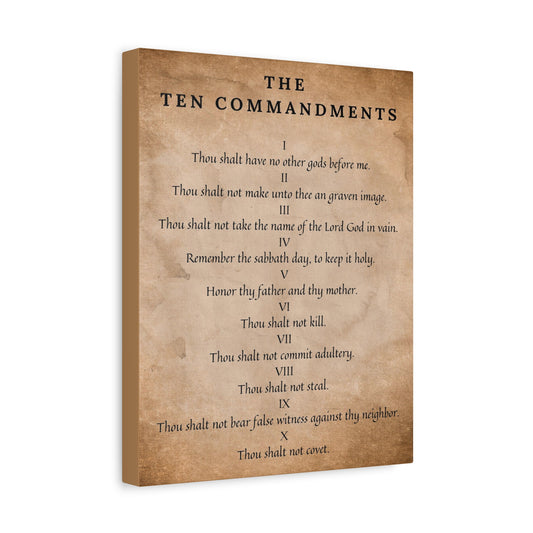Scripture Canvas 10 Commandments Christian Wall Art Bible Verse Print Ready to Hang