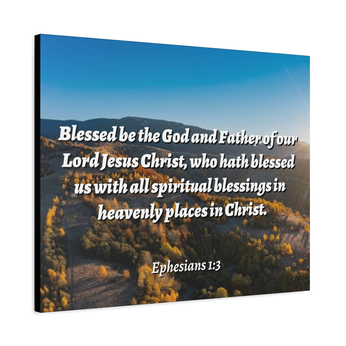 Scripture Canvas Spiritual Blessings Ephesians 1:3 Christian Wall Art Bible Verse Print Ready to Hang