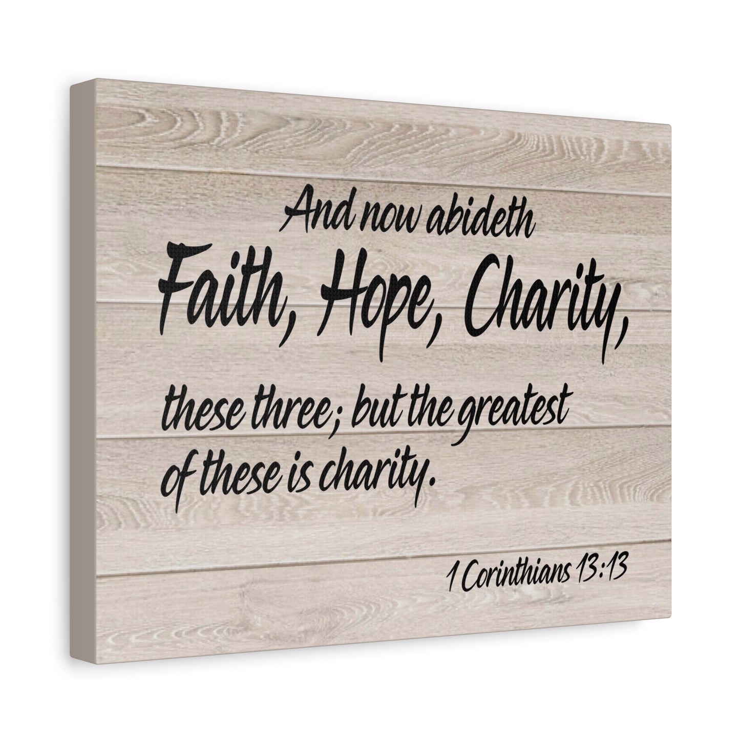 Bible Verse Canvas Faith Hope Charity 1 Corinthians 13:13 Wall Art Christian Home Decor
