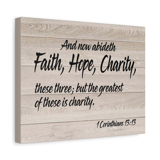 Bible Verse Canvas Faith Hope Charity 1 Corinthians 13:13 Wall Art Christian Home Decor