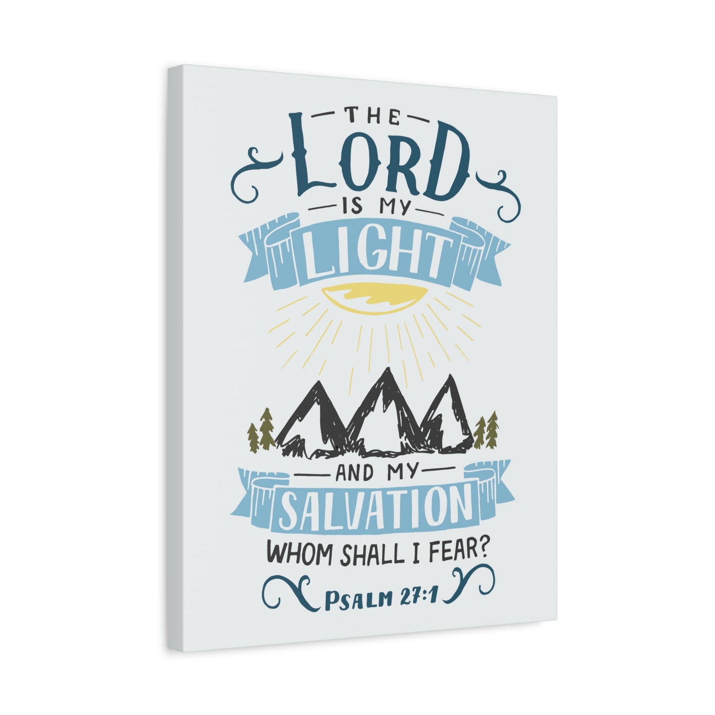 Scripture Canvas The Lord Is My Light Psalm 27:1 Christian Wall Art Bible Verse Print Ready to Hang