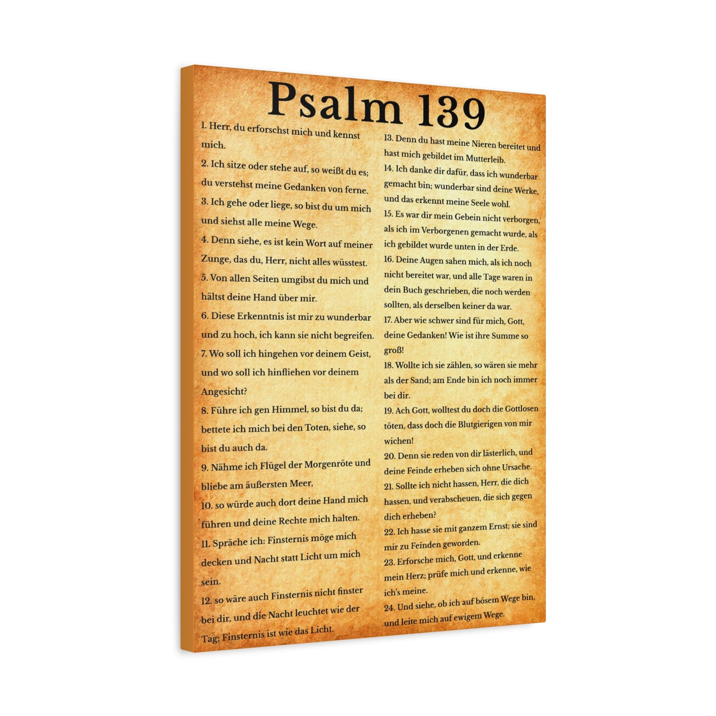 Scripture Walls Psalm 139 German Gold Bible Verse Canvas Christian Wall Art Ready to Hang Unframed