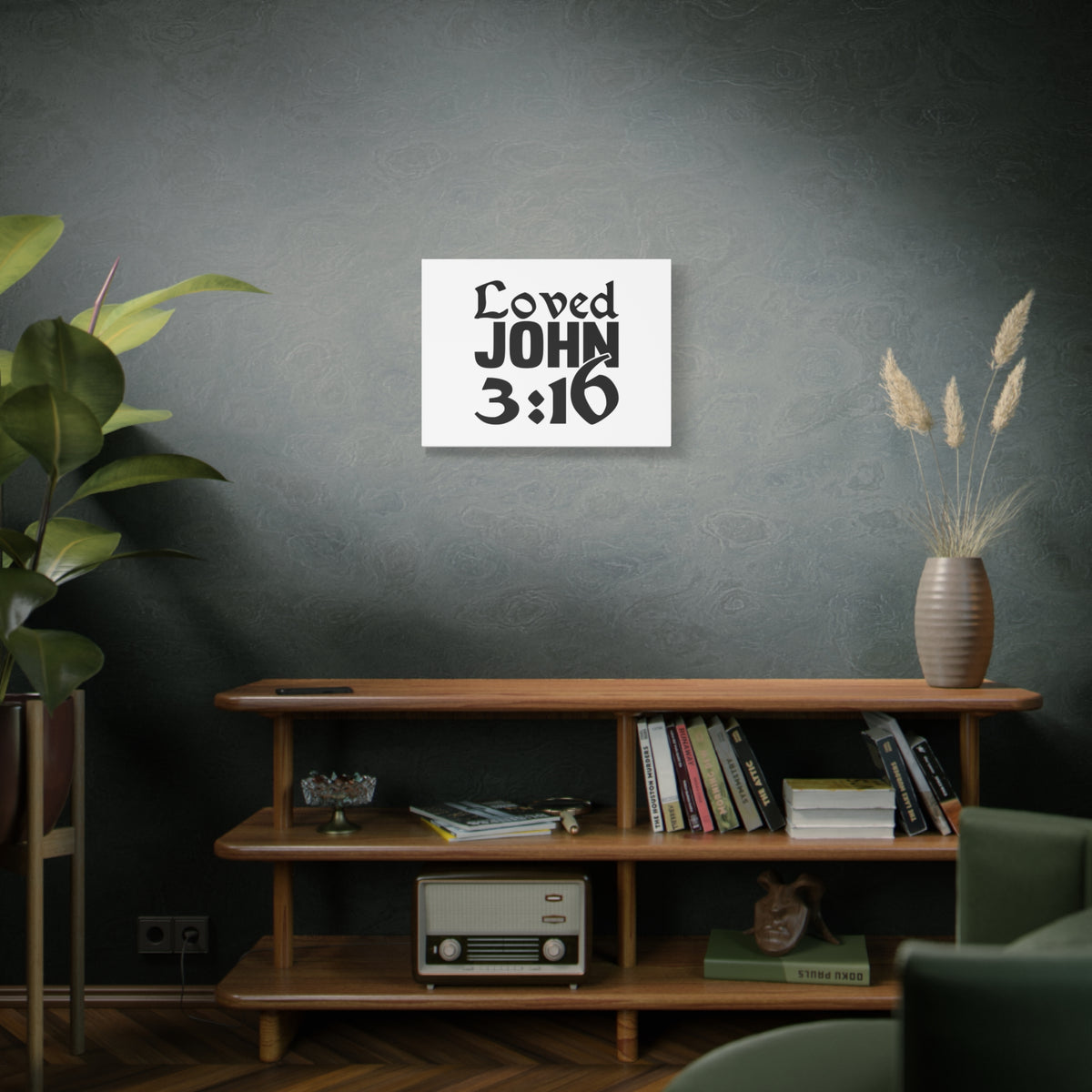 Scripture Canvas Loved John 3:16 Christian Wall Art Bible Verse Print Ready to Hang