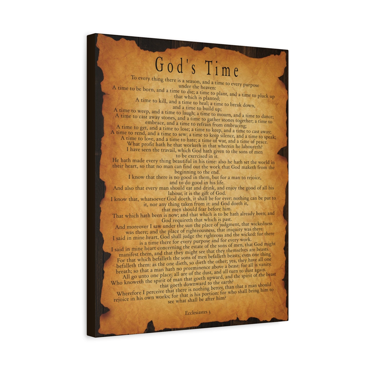 Scripture Wallsc God's Time Ecclesiastes 3 Gold Brown Bible Verse Canvas Christian Wall Art Ready to Hang