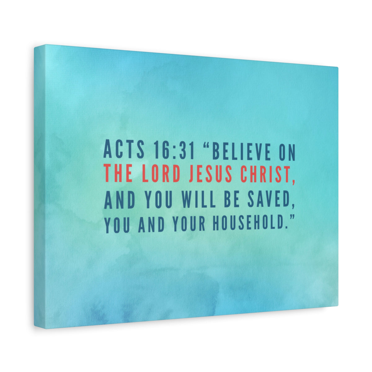 Scripture Canvas You Will Be Saved Acts 16:31 Christian Wall Art Bible Verse Print Ready to Hang