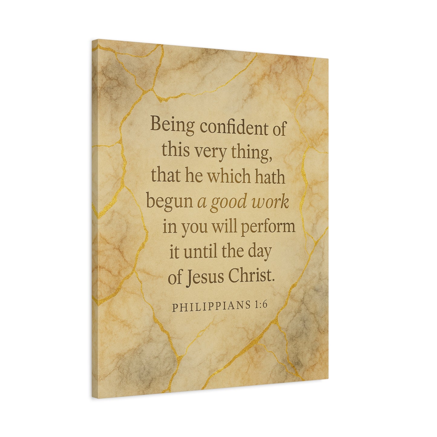 Bible Verse Canvas Philippians 1:6 Christian Home Décor Wall Art Scripture Ready to Hang Faith Print