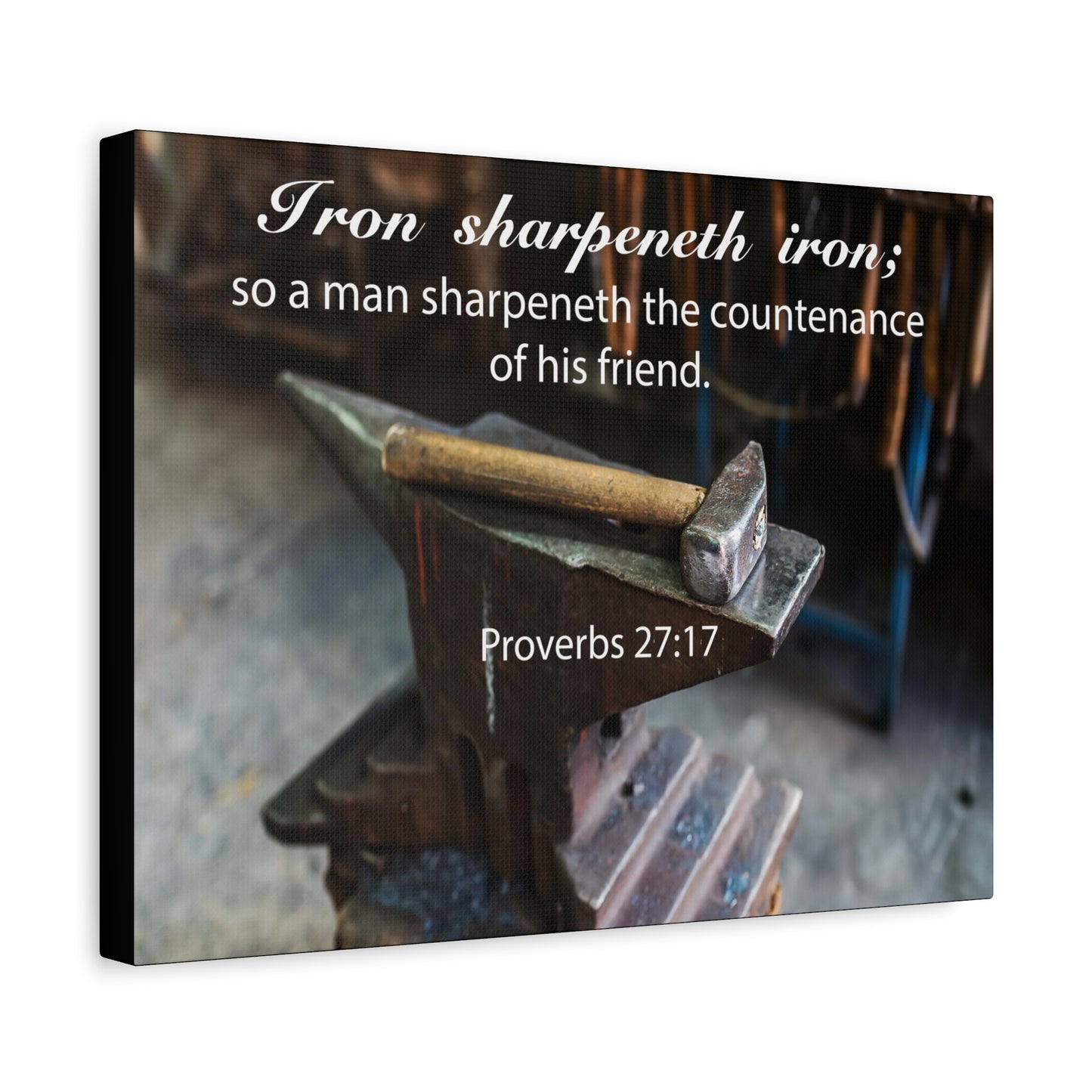 Scripture Canvas Iron Sharpeneth Iron Proverbs 27:17 Christian Wall Art Bible Verse Print Ready to Hang