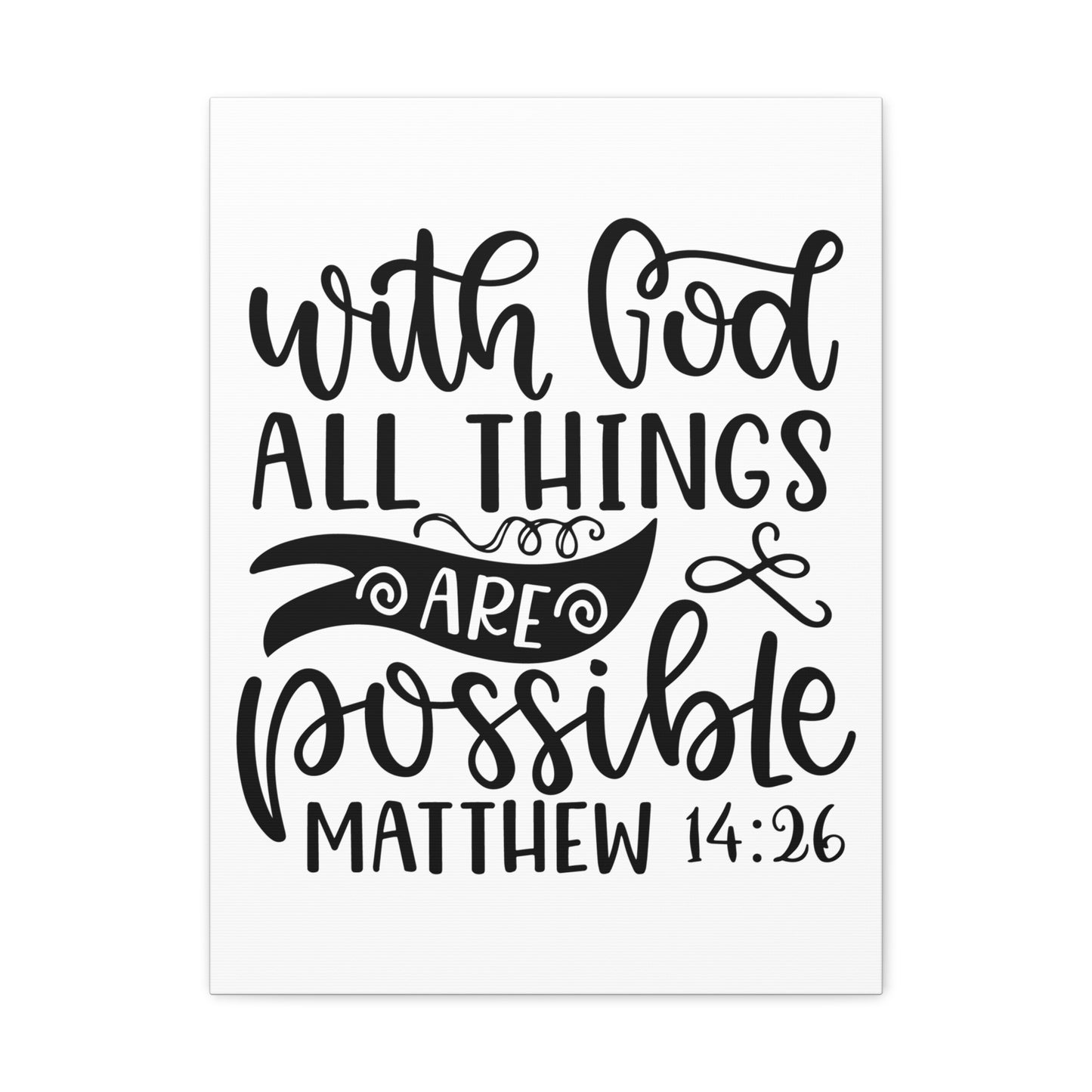 With God Matthew 14:26 Bible Verse Canvas Christian Wall Art Ready to Hang