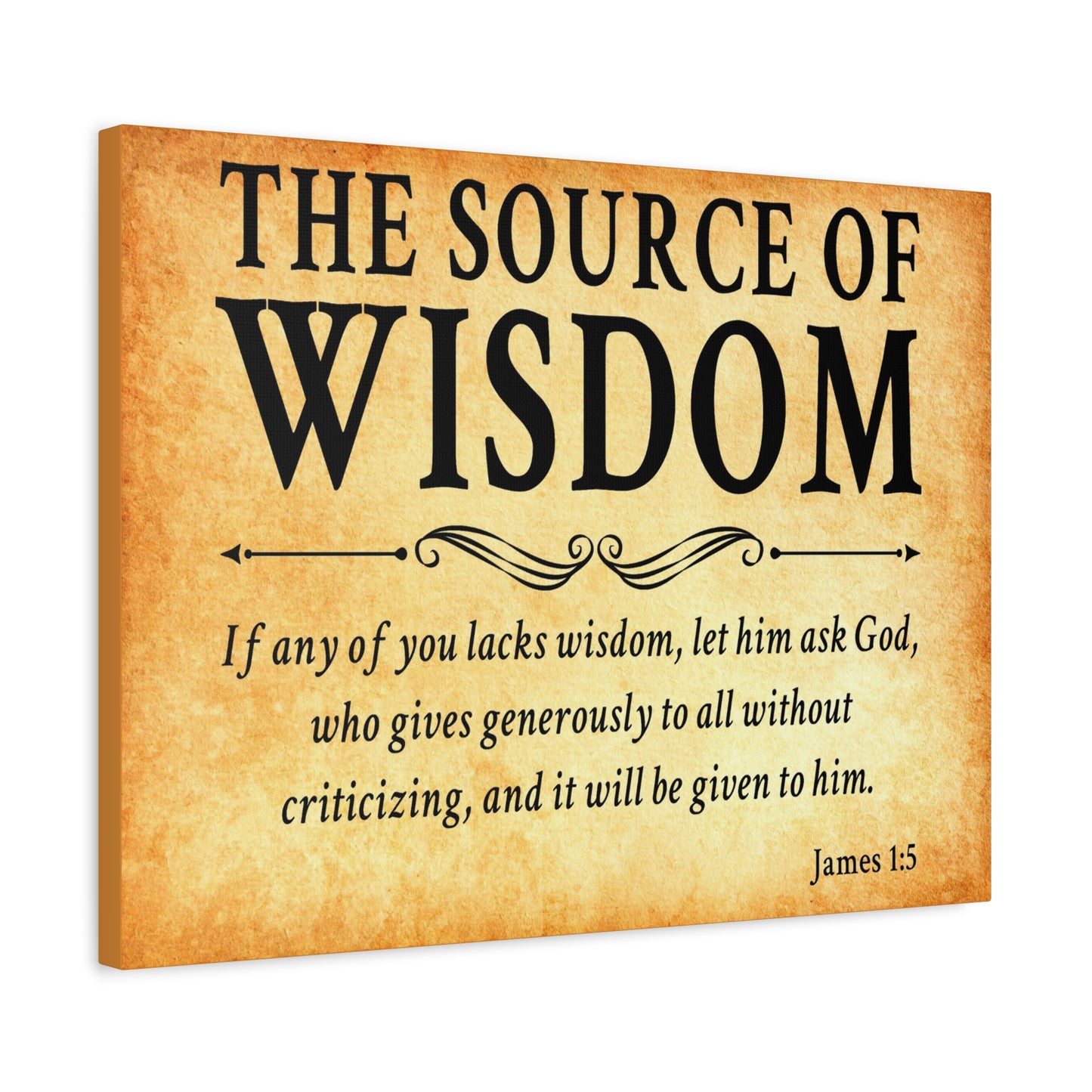 Scripture Walls James 1:5 The Source of Wisdom Gold Bible Verse Canvas Christian Wall Art Ready to Hang Unframed