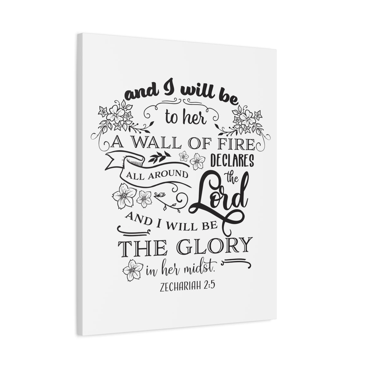 Scripture Canvas The Lord And Zechariah 2:5 Christian Wall Art Bible Verse Print Ready to Hang