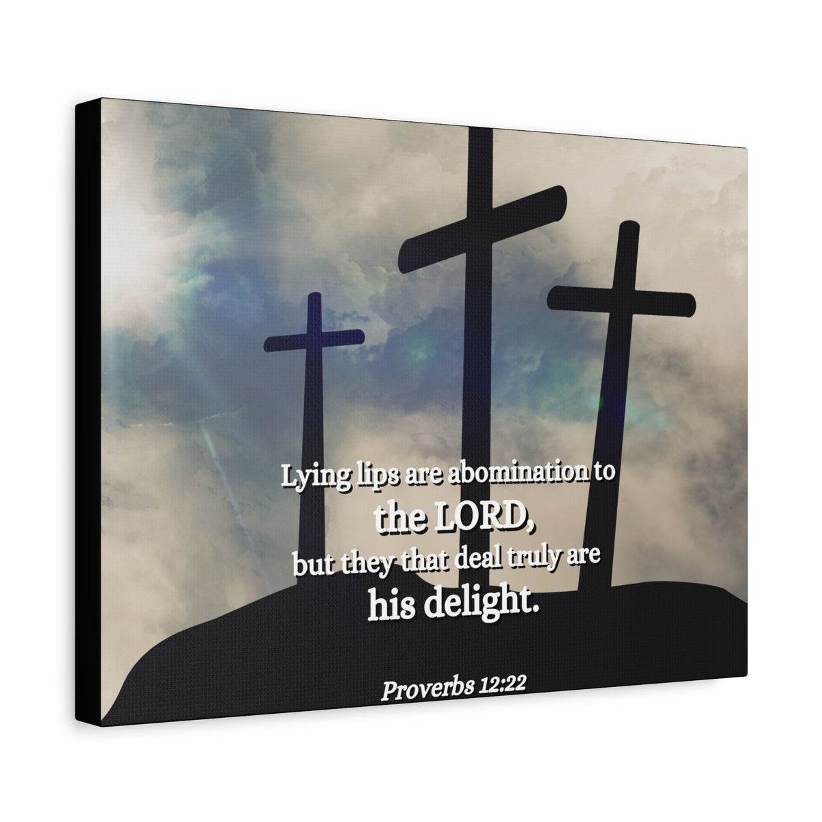 Scripture Canvas Lying Lips Proverbs 12:22 Christian Wall Art Bible Verse Print Ready to Hang
