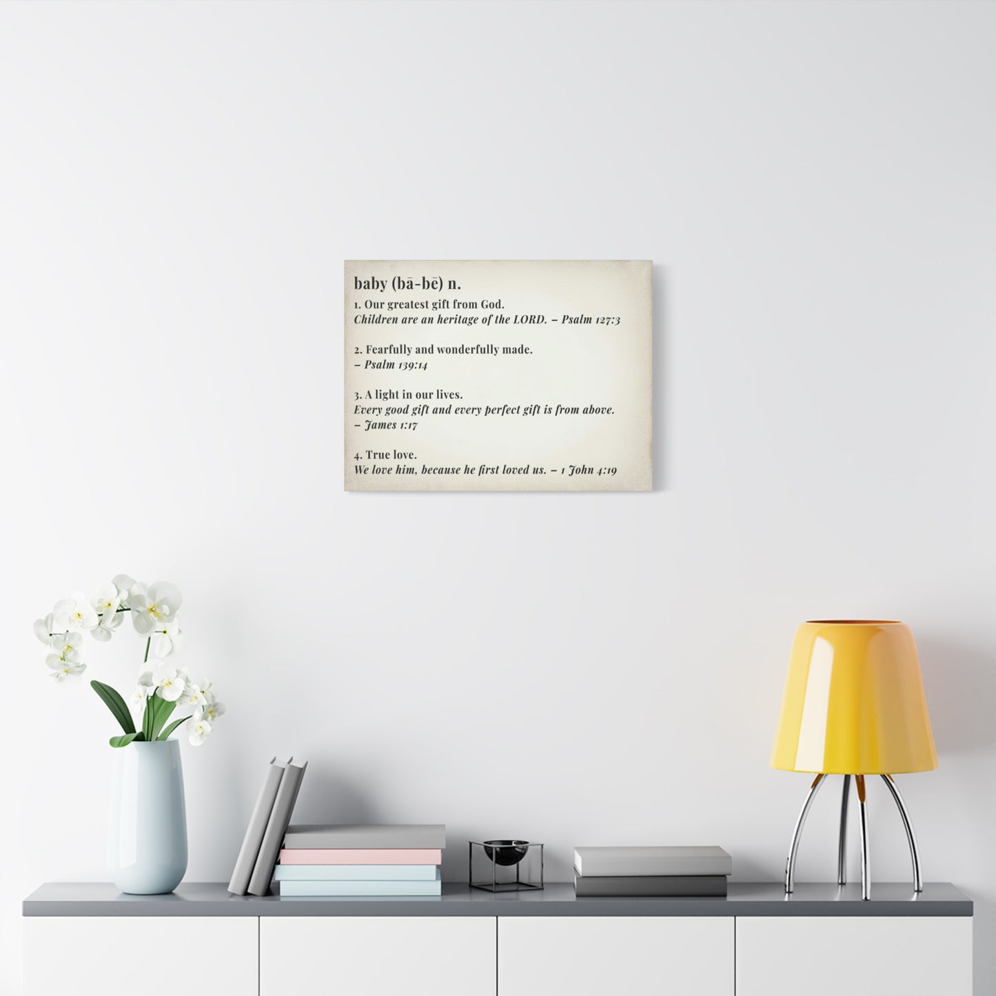 Scripture Walls Baby Definition by God Bible Verse Canvas Christian Wall Art Ready to Hang Unframed